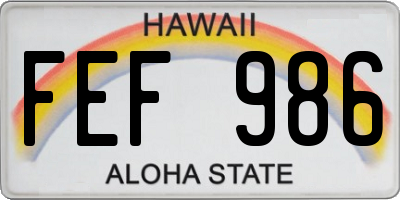 HI license plate FEF986