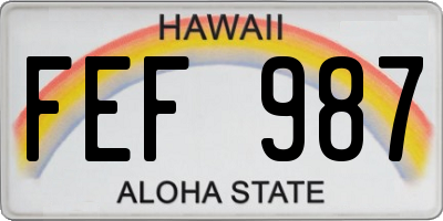 HI license plate FEF987
