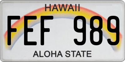 HI license plate FEF989