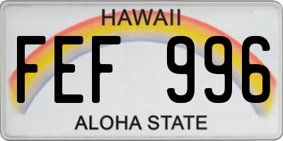 HI license plate FEF996