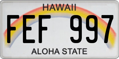 HI license plate FEF997