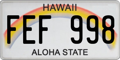 HI license plate FEF998