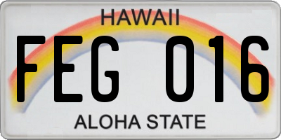 HI license plate FEG016