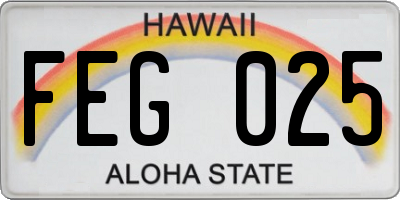 HI license plate FEG025