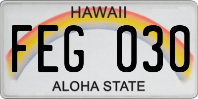 HI license plate FEG030