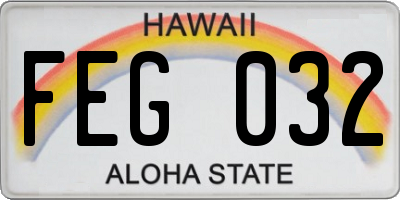 HI license plate FEG032