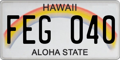 HI license plate FEG040