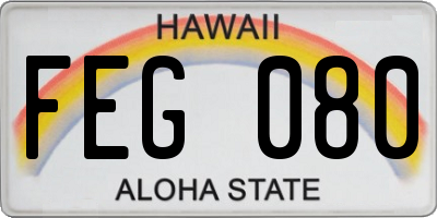 HI license plate FEG080