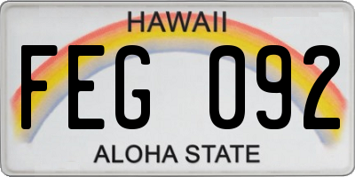 HI license plate FEG092
