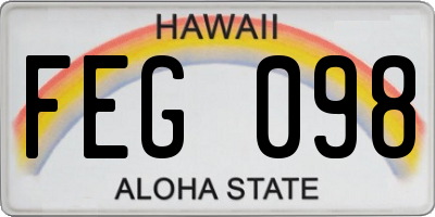 HI license plate FEG098