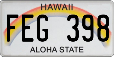 HI license plate FEG398