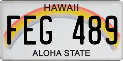 HI license plate FEG489