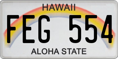 HI license plate FEG554