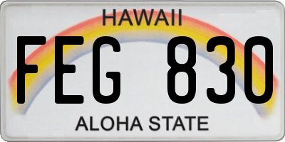 HI license plate FEG830
