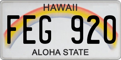 HI license plate FEG920