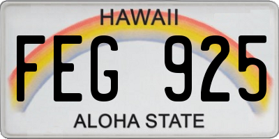 HI license plate FEG925