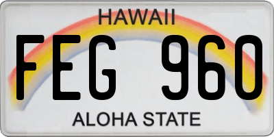 HI license plate FEG960