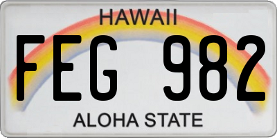 HI license plate FEG982