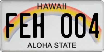 HI license plate FEH004