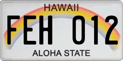 HI license plate FEH012