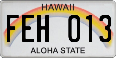HI license plate FEH013