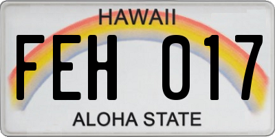 HI license plate FEH017