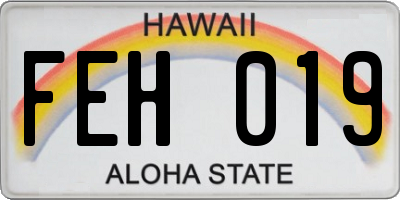 HI license plate FEH019