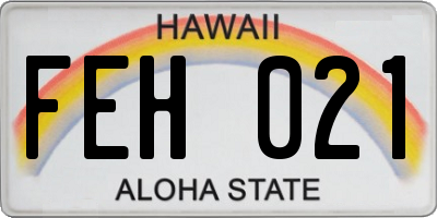 HI license plate FEH021