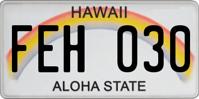 HI license plate FEH030