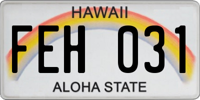 HI license plate FEH031