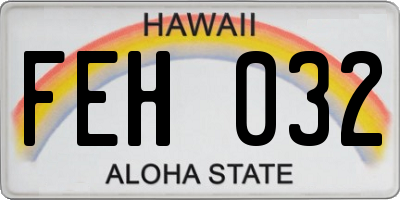 HI license plate FEH032