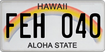 HI license plate FEH040
