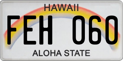 HI license plate FEH060