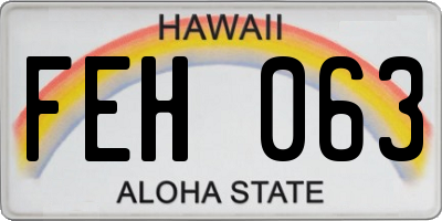 HI license plate FEH063