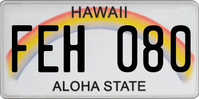 HI license plate FEH080