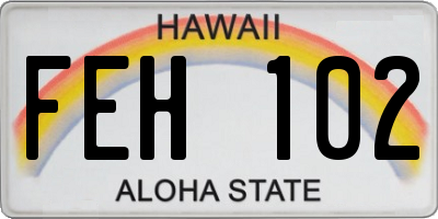 HI license plate FEH102