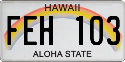 HI license plate FEH103