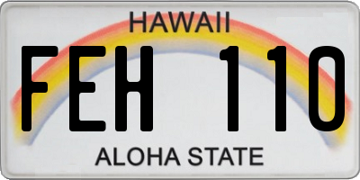 HI license plate FEH110