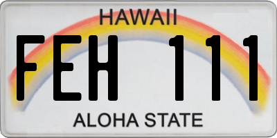 HI license plate FEH111