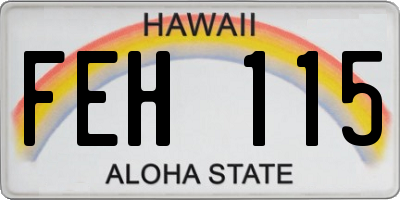 HI license plate FEH115