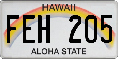 HI license plate FEH205