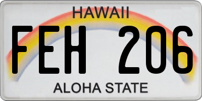 HI license plate FEH206