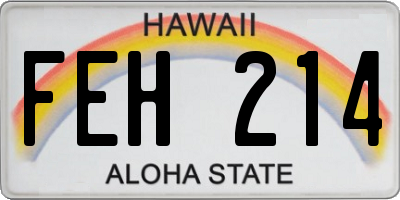 HI license plate FEH214