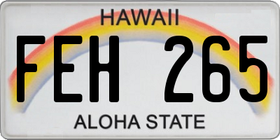 HI license plate FEH265
