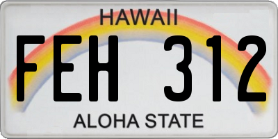 HI license plate FEH312