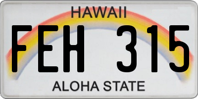 HI license plate FEH315