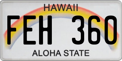 HI license plate FEH360