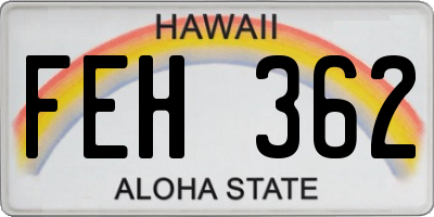 HI license plate FEH362