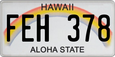 HI license plate FEH378