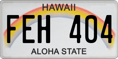 HI license plate FEH404